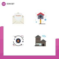 Universal Icon Symbols Group of 4 Modern Flat Icons of envelope control thanks house eco Editable Vector Design Elements