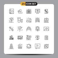 Pack of 25 Modern Lines Signs and Symbols for Web Print Media such as monitor smart employee panel access Editable Vector Design Elements