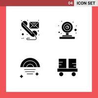 4 Thematic Vector Solid Glyphs and Editable Symbols of email rainbow send web sky Editable Vector Design Elements