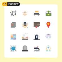 Flat Color Pack of 16 Universal Symbols of about roi knowledge return finance Editable Pack of Creative Vector Design Elements