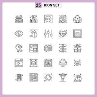 Group of 25 Modern Lines Set for robbit chicken eco cart shopping Editable Vector Design Elements