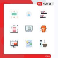 Pack of 9 Modern Flat Colors Signs and Symbols for Web Print Media such as status devices ui charge sportive Editable Vector Design Elements