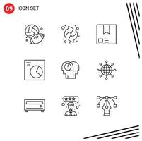 9 Outline concept for Websites Mobile and Apps communication wireframe e pie shipment Editable Vector Design Elements