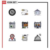 Universal Icon Symbols Group of 9 Modern Filledline Flat Colors of board settings automation panel network Editable Vector Design Elements