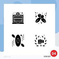 Set of 4 Modern UI Icons Symbols Signs for online shop boxing berry canoe punch Editable Vector Design Elements