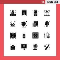 Set of 16 Modern UI Icons Symbols Signs for group teamwork basket team online Editable Vector Design Elements