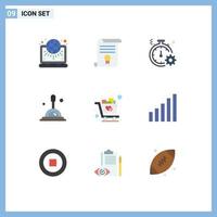9 Flat Color concept for Websites Mobile and Apps deep search search document gear fast Editable Vector Design Elements