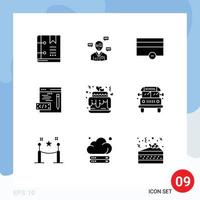 9 Thematic Vector Solid Glyphs and Editable Symbols of hearts programming chat coding payments Editable Vector Design Elements