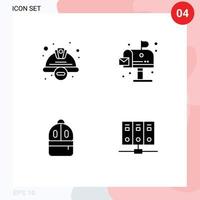 Pack of creative Solid Glyphs of cap bag safety environment study Editable Vector Design Elements