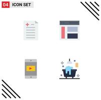 4 iconos creativos, signos y símbolos modernos de comparación, comunicación móvil, barra lateral, video, elementos de diseño vectorial editables vector
