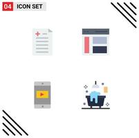 4 Creative Icons Modern Signs and Symbols of comparison mobile communication sidebar video Editable Vector Design Elements
