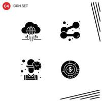 Group of 4 Solid Glyphs Signs and Symbols for internet office technology sport worker Editable Vector Design Elements