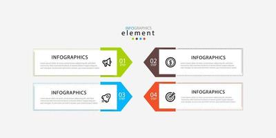 plantilla de diseño de línea de tiempo de infografía empresarial con información de 4 pasos y opciones. vector premium con signo o símbolo editable. eps10 vector