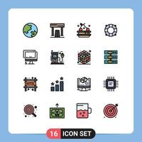 16 iconos creativos signos y símbolos modernos de imac monitor tarta computadora salvavidas elementos de diseño de vectores creativos editables