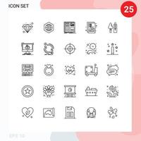 Set of 25 Modern UI Icons Symbols Signs for trowel money grid increase analysis Editable Vector Design Elements