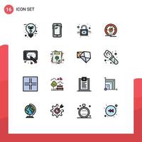 Set of 16 Modern UI Icons Symbols Signs for speedometer meter huawei dashboard unlock Editable Creative Vector Design Elements