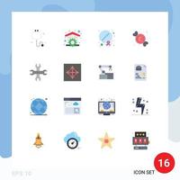 User Interface Pack of 16 Basic Flat Colors of check tablet house tool medicine Editable Pack of Creative Vector Design Elements