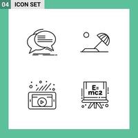 4 Creative Icons Modern Signs and Symbols of bubble marketing speech destination video Editable Vector Design Elements