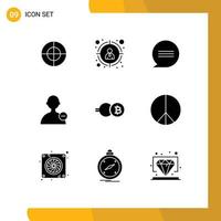 paquete de iconos de vector de stock de 9 signos y símbolos de línea para mensajes de moneda criptográfica hippie elementos de diseño vectorial editables de moneda criptográfica eb