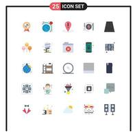 Set of 25 Modern UI Icons Symbols Signs for route hotel location dinner consumption Editable Vector Design Elements