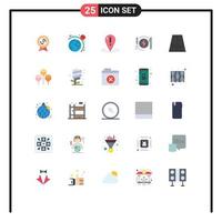 Set of 25 Modern UI Icons Symbols Signs for route hotel location dinner consumption Editable Vector Design Elements