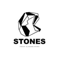 logotipo de piedra, piedra vectorial moderna con estilo de línea geométrica, diseño para decoración estética, producto moderno de marca, icono simple línea de geometría estética abstracta vector