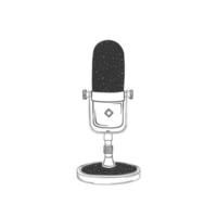 Studio microphone. Retro hand-drawn Microphone. Illustration in sketch style. Vector image