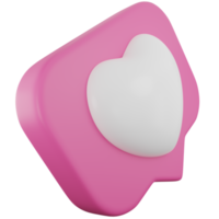Pink  Heart Chat Box Message Notification. 3d Social Media Notification Love or Like Heart Icon png