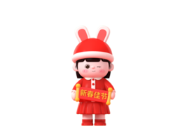 personagens de desenhos animados do ano novo chinês de renderização 3D png