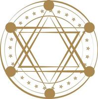 Magic circle, Mystical geometry symbol. Linear alchemy, occult, philosophical sign. vector