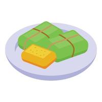 Green pack food icon isometric vector. Brazilian dish vector