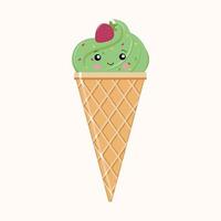 Matcha ice cream icon isolated vector for stickers, postcards, notebook.