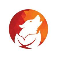 diseño del logotipo de lobo de hoja. vector de icono de diseño de logotipo de lobo de naturaleza.