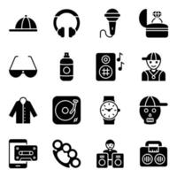 Pack of Hip Hop Icons vector