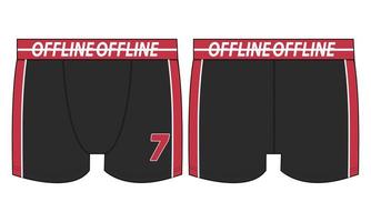 Male underwear Technical Fashion flat sketch vector illustration template front and back views.