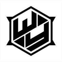 plantilla de diseño de monograma de logotipo wy vector