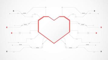 white red heart technology valentine background abstract. technology with line ,digital, heart, dot, hi-tech, valentine concept , vector. heart technological for valentine day, background, web banner. vector