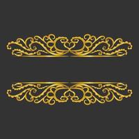Decorative gold title frame isolated on dark green color background classic ornament vector