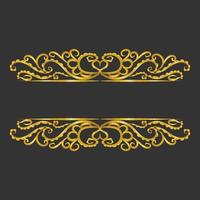 Decorative gold title frame isolated on dark green color background classic ornament vector