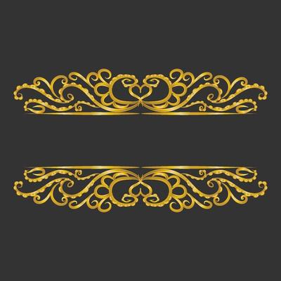 Decorative gold title frame isolated on dark green color background classic ornament