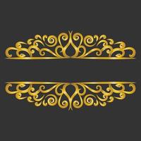 Decorative gold title frame isolated on dark green color background classic ornament vector