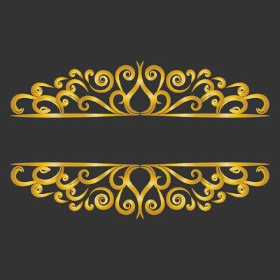Decorative gold title frame isolated on dark green color background classic ornament