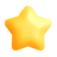 söt lysande gul stjärna 3d png