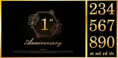 Set of Anniversary Gold Logo Number vector