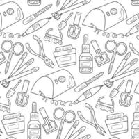 pattern  for manicure, jars of nail polish, nail files,  milling cutter, trimmings, tongs, nail lamp, color palette for manicure. vector