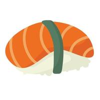 sushi roll with sesame, japanese food. Sushi roll cartoon style icon. Sushi isolated on white background. Vector cartoon sushi.  Hand draw style sushi rolls.sian food