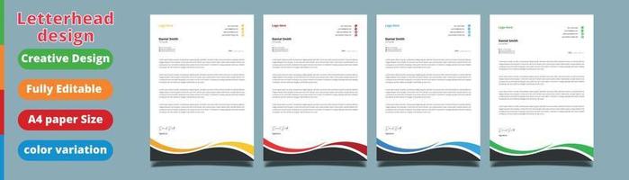 Corporate modern letterhead design template with yellow, blue, green and red colors. creative modern letterhead design template for your project. vector