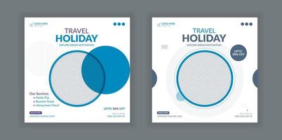 Travel banner design template, social media post design, travel holiday vacation post banner, tour and travel agency social media post. vector