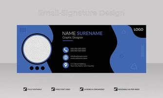 Minimal and modern email signature template design and personal email footer vector