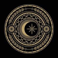 mysterious golden magical circle vector design